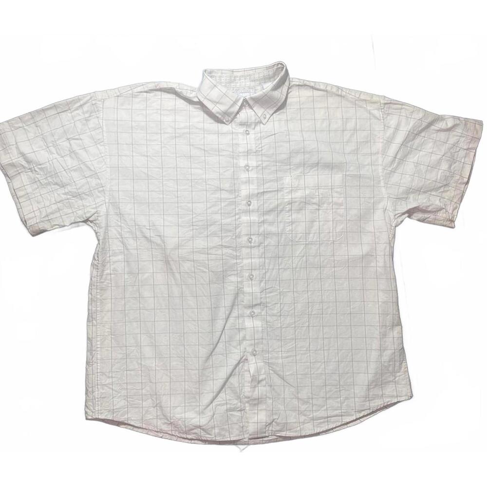 Panhandle Men’s XL Short Sleeve Button Down Shirt Cream Plaid